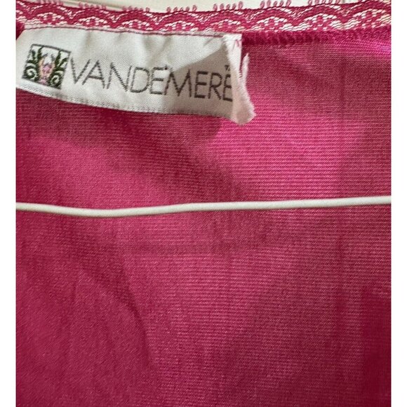 Vintage Vandemere Pink Lacy Housecoat Nightgown Robe Large Silky Liquid Mid - Picture 2 of 9